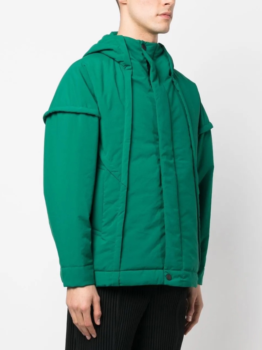 HOMME PLISSÉ ISSEY MIYAKE Frame hooded padded jacket in green
